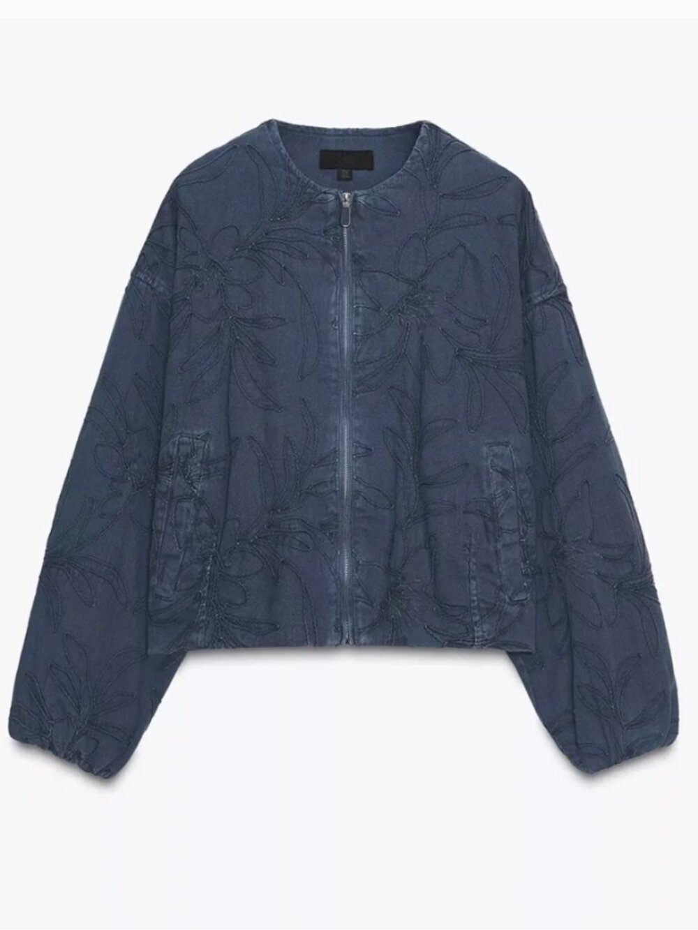 Zara Floral EMBROIDERED FAUX SUEDE BOMBER JACKET